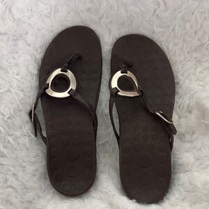 Orthaheel Brown Sandals with Silver Rings